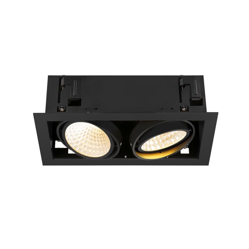 KADUX, recessed ceiling light, double, 3000K, DALI 2, touch, 30, black