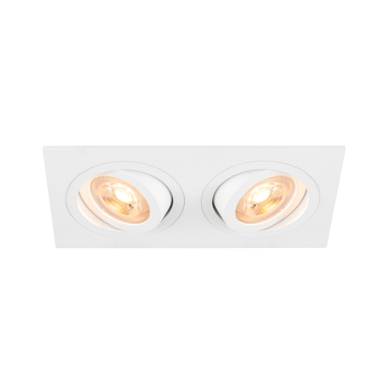 NEW TRIA 155, recessed ceiling light, square, 2 x GU10, two-lamp, white