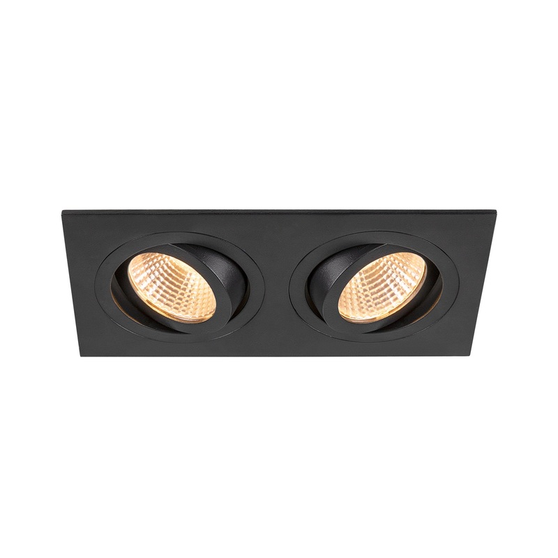 NEW TRIA 155, recessed ceiling light, square, 2700K, two-lamp, PHASE, 38, black