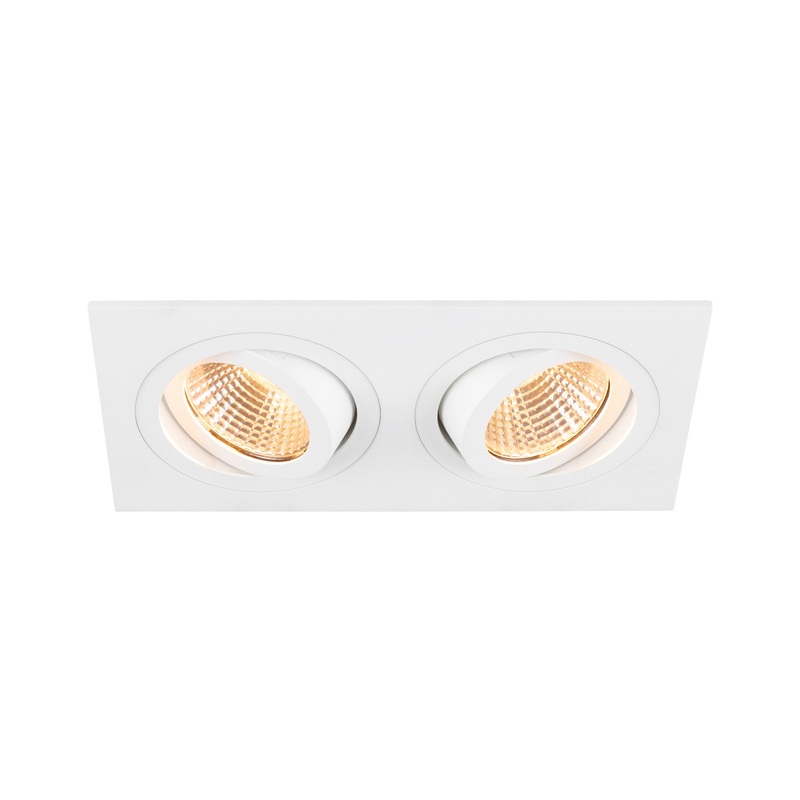 NEW TRIA 155, recessed ceiling light, square, 2700K, two-lamp, PHASE, 38, white