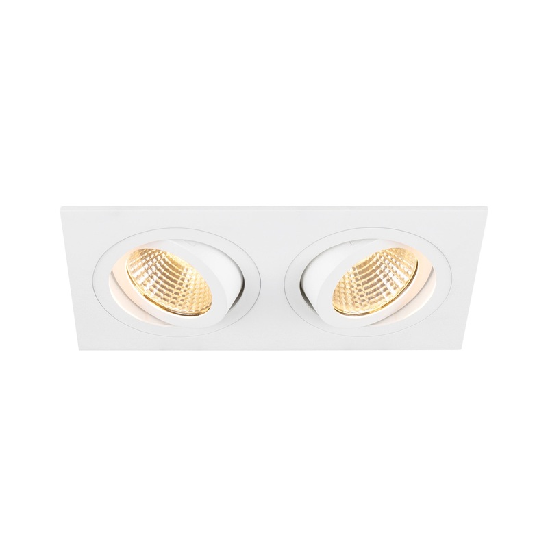 NEW TRIA 155, recessed ceiling light, square, 3000K, two-lamp, PHASE, 38, white