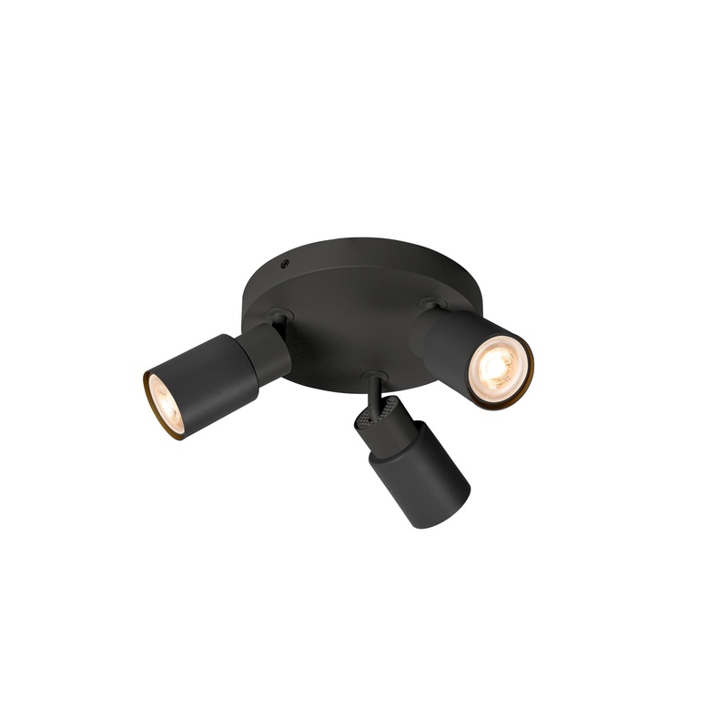 PURI 2.0 Tube, wall and ceiling-mounted light, round, 3 x max. 6W GU10, black