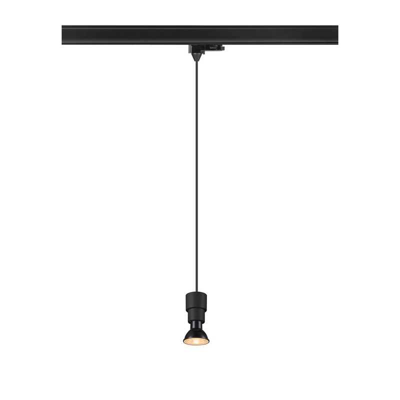 PURI 2.0 Basic, 3~ pendant light, GU10, pendant length 200 cm, 1x max. 6W, black