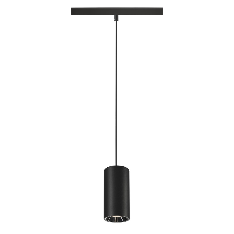 NUMINOS S, 48V pendant light, pendant length 150cm, 4000K, 40, DALI 2, matt black / glossy chrome