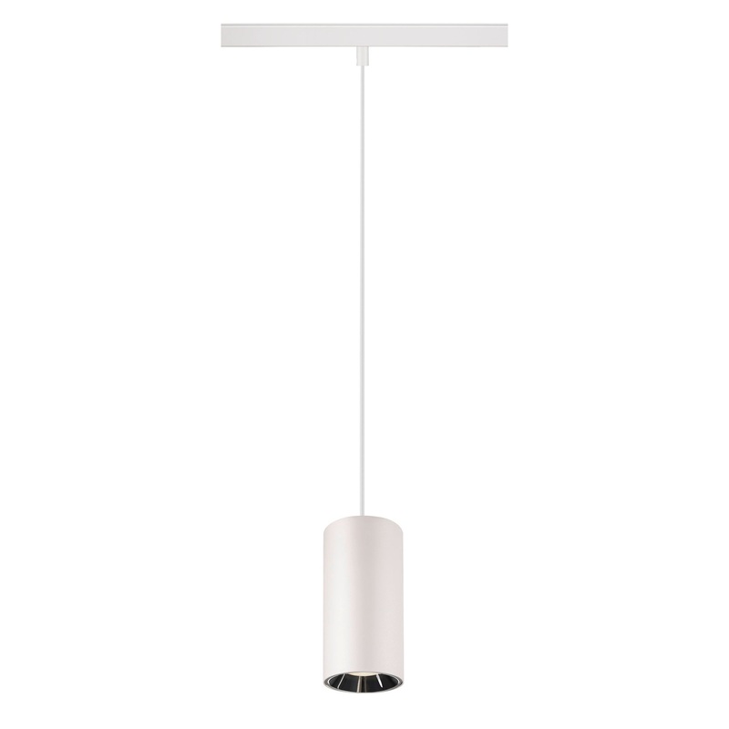NUMINOS S, 48V pendant light, pendant length 150cm, 4000K, 40, DALI 2, matt white / glossy chrome