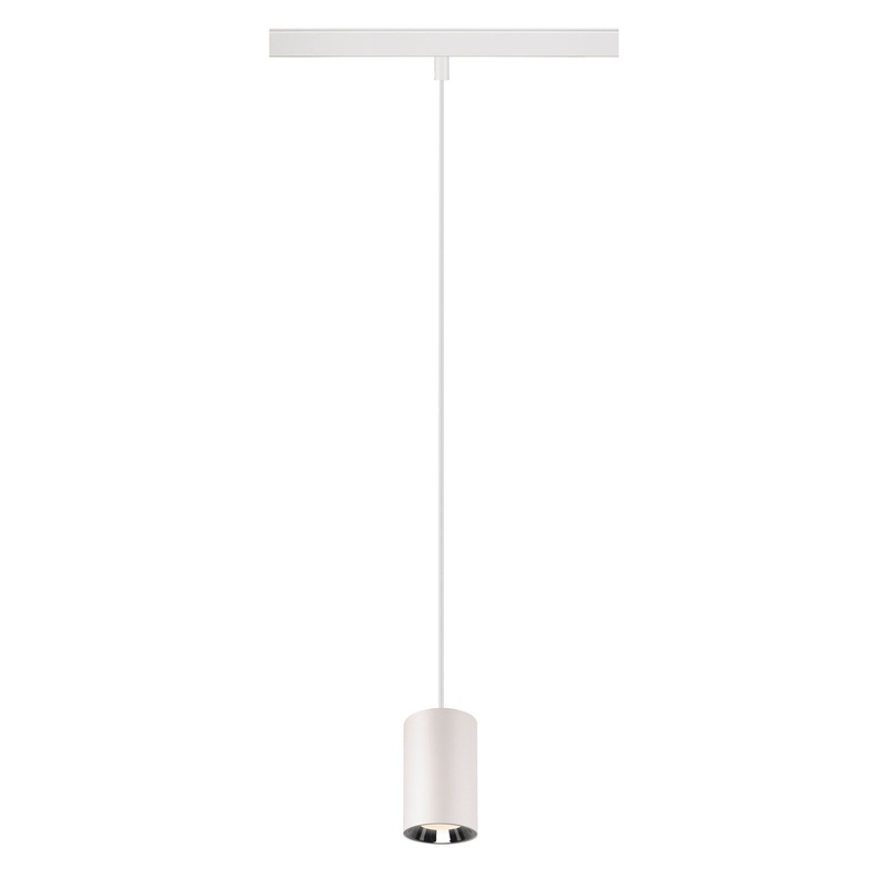 NUMINOS XS, 48V pendant light, pendant length 150cm, 4000K, 20, DALI 2, matt white / glossy chrome