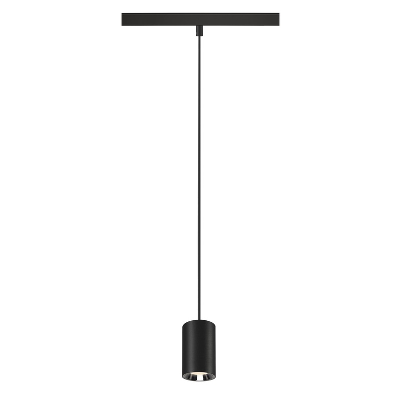 NUMINOS XS, 48V pendant light, pendant length 150cm, 4000K, 40, DALI 2, matt black / glossy chrome