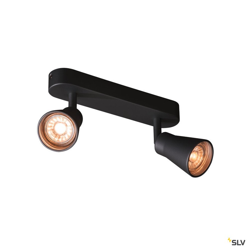 AVO CW Double, Indoor surface-mounted wall and ceiling light, QPAR51, black, max. 50W