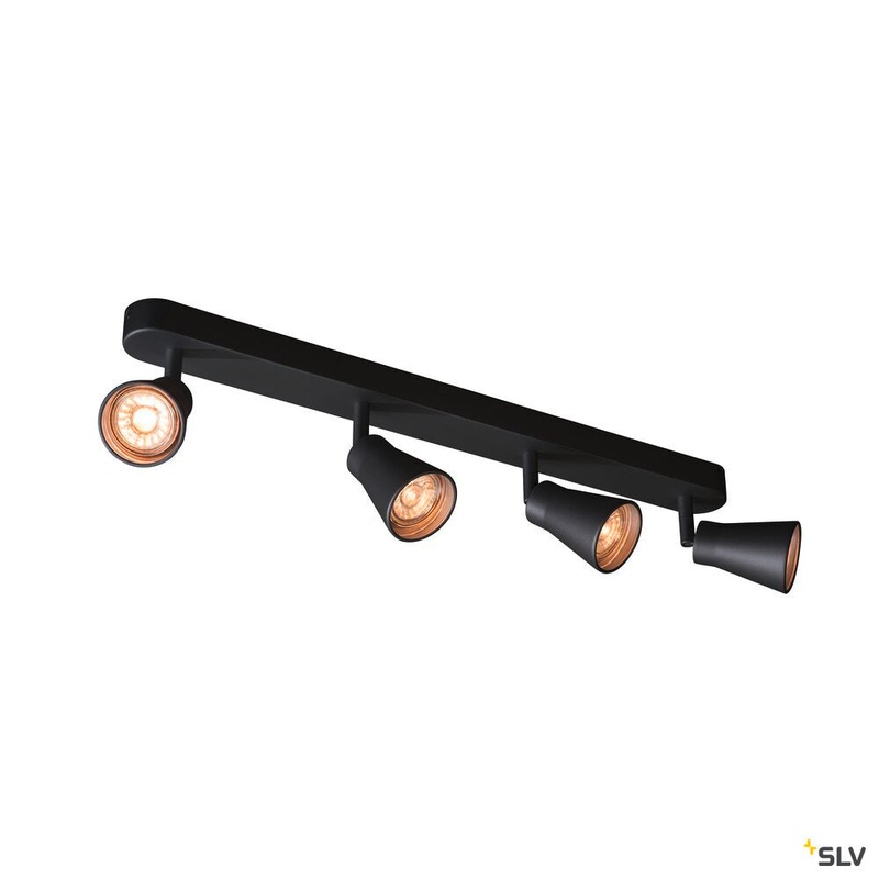 AVO CW Quad, Indoor surface-mounted wall and ceiling light, QPAR51, black, max. 50W
