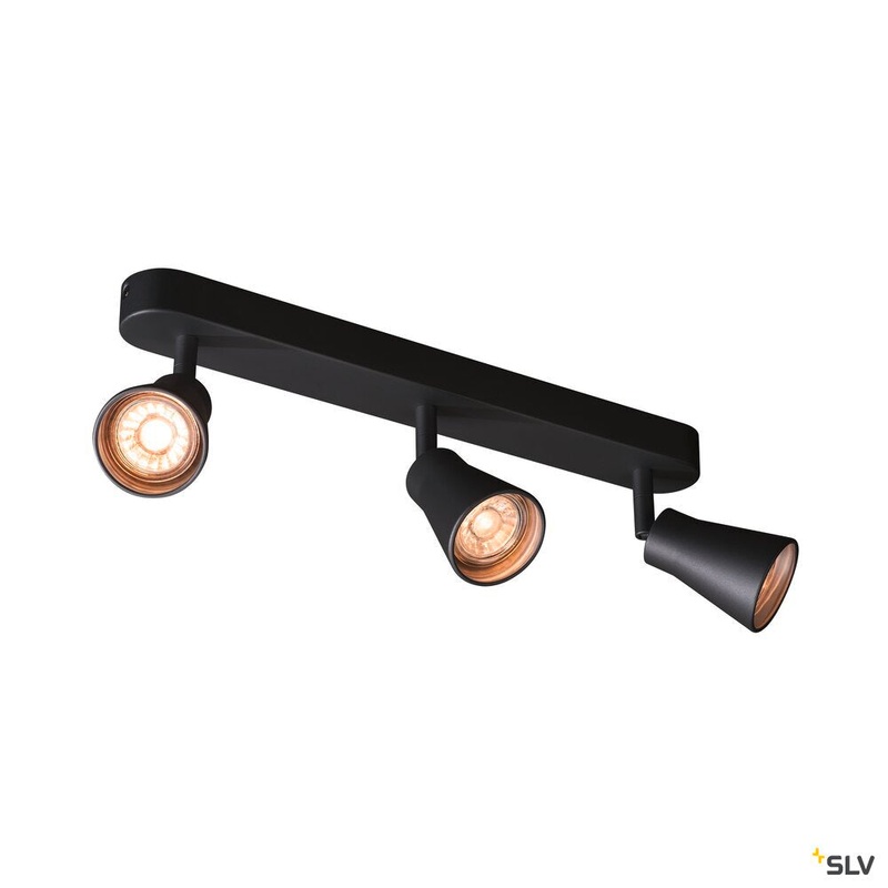 AVO CW Triple, Indoor surface-mounted wall and ceiling light, QPAR51, black, max. 50W