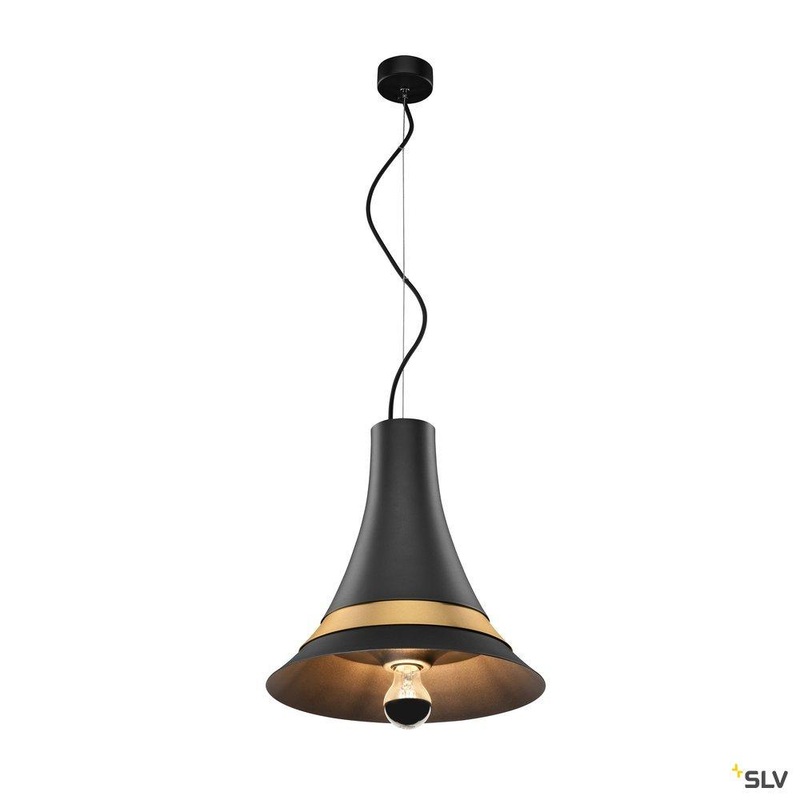 BATO 35 PD, Indoor pendant light, black/brass, E27, max. 60W