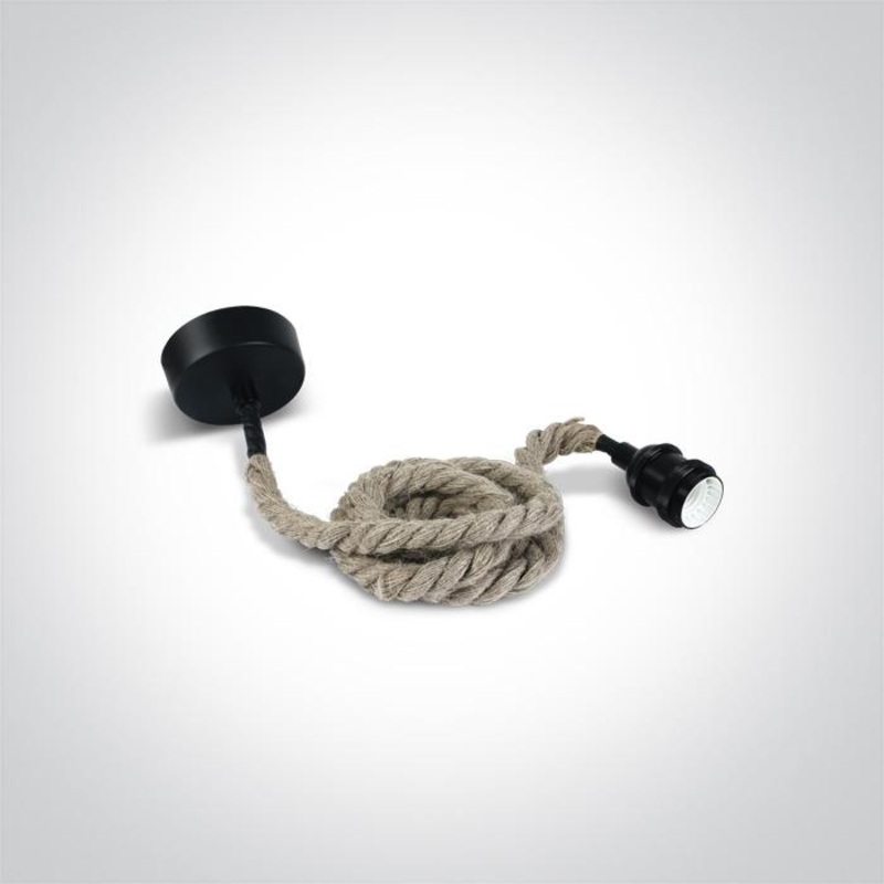BLACK E27 THICK ROPE WIRE 2m SUSPENSION