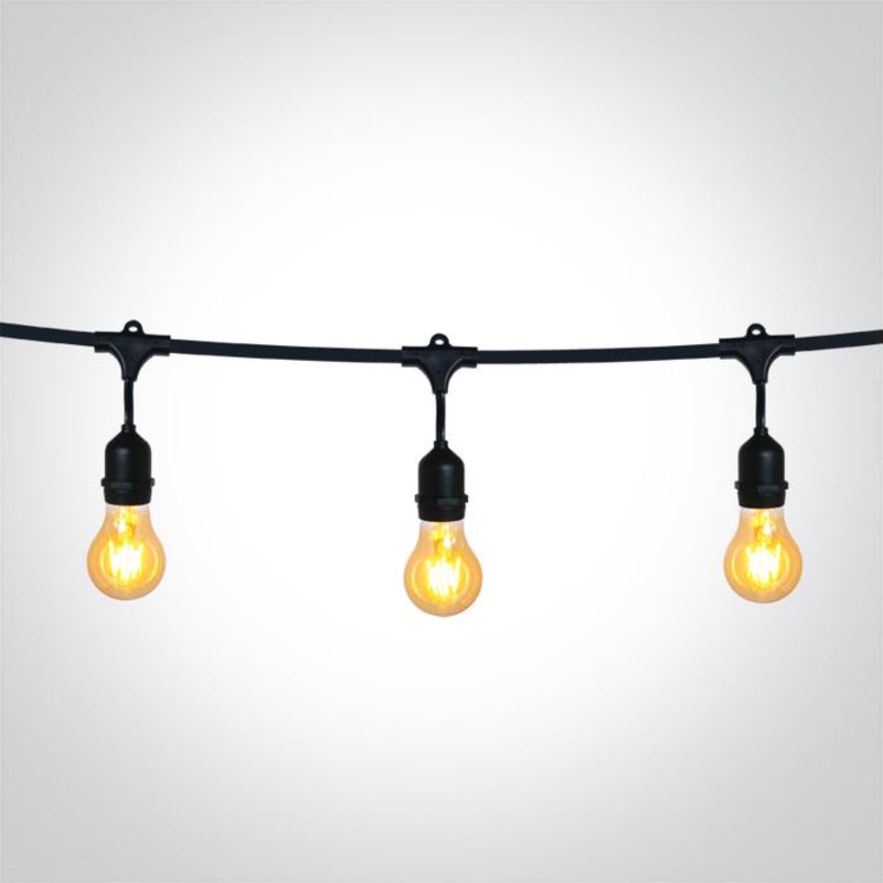 BLACK STRING LIGHTS IP44 8,5m 15x E27 12w
