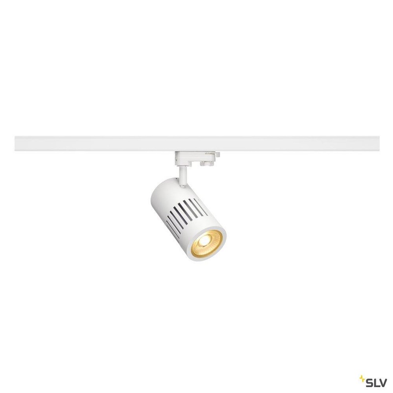 STRUCTEC LED spot for 3-circuit 240V track, 24W, 3000K, 36, white, incl. 3-circuit adapter