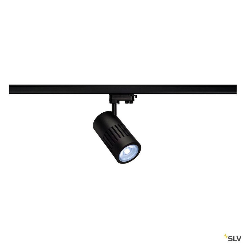 STRUCTEC LED spot for 3-circuit 240V track, 24W, 4000K, 60, black, incl. 3-circuit adapter