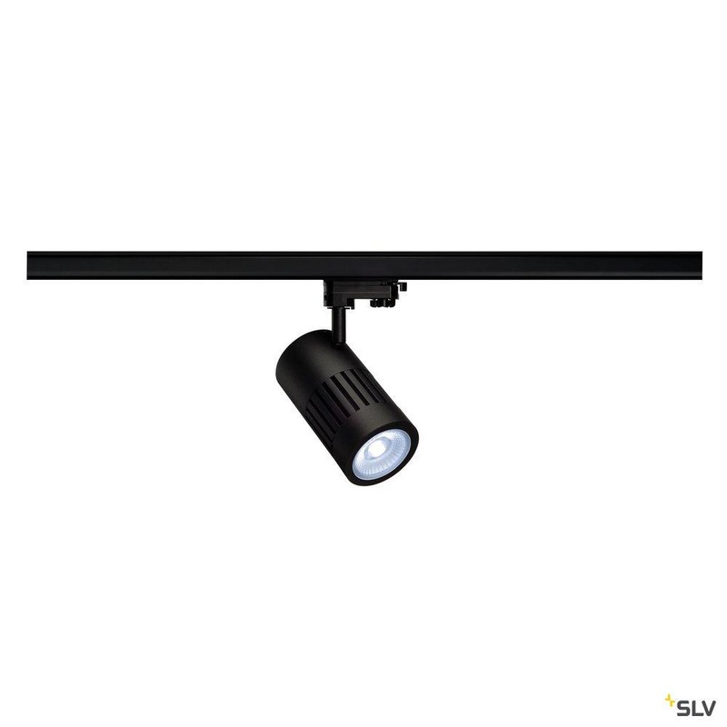STRUCTEC LED spot for 3-circuit 240V track, 30W, 4000K, 60, black, incl. 3-circuit adapter