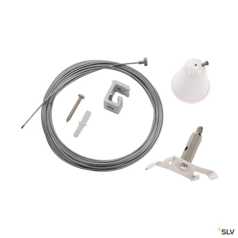 Wire cable suspension set with cable for S-TRACK 3-circuit track, traffic white, 5m