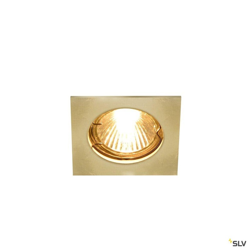 PIKA QPAR51, square, indoor recessed ceiling light, brass, fixed, max. 50W