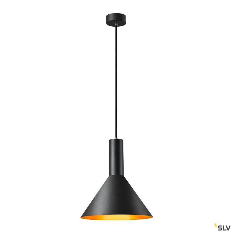 PHELIA 275 E27, Indoor pendant, black/gold