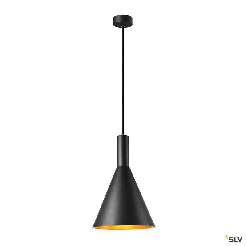 PHELIA 280 E27, Indoor pendant, black/gold