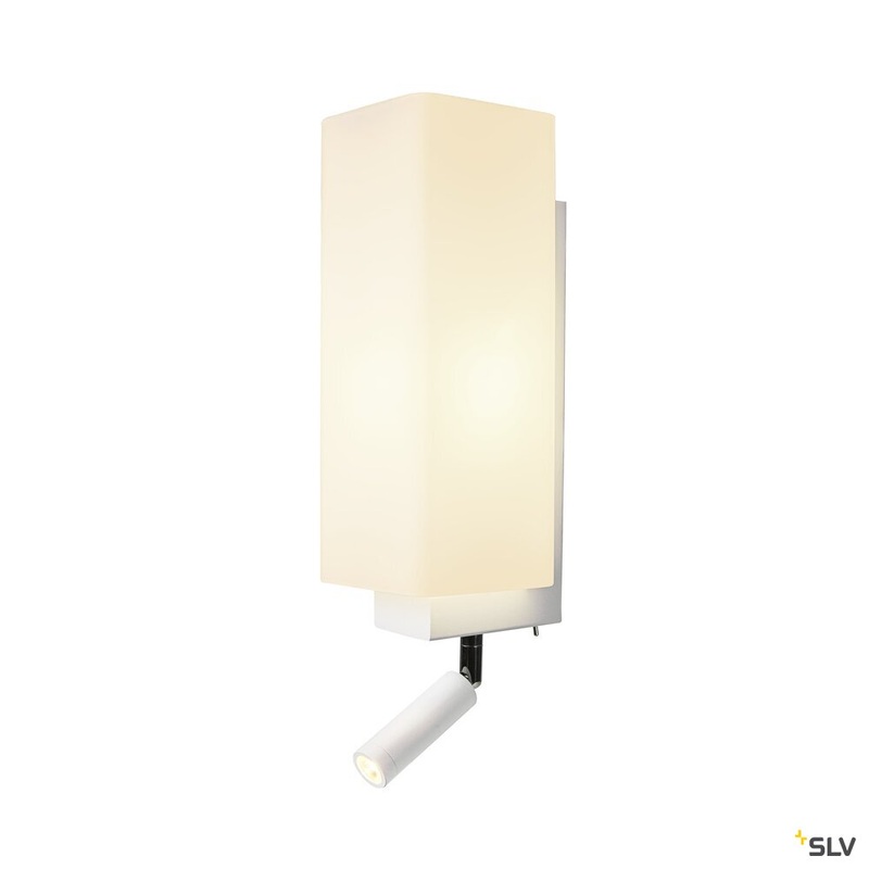 QUADRASS SPOT, indoor surface-mounted wall light with LED spotlight and E27 socket, white