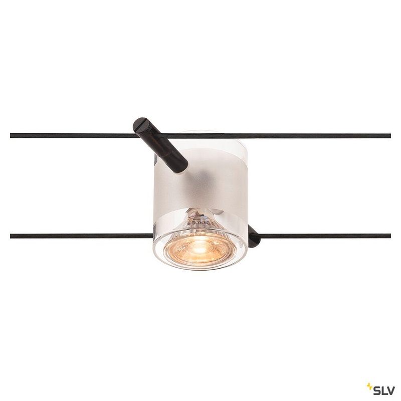 COMET, cable luminaire for TENSEO low-voltage cable system, QR-C51, black, semi-frosted glass