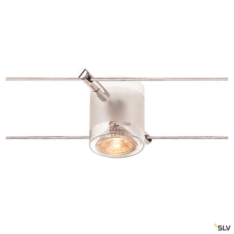 COMET, cable luminaire for TENSEO low-voltage cable system, QR-C51, chrome, semi-frosted glass