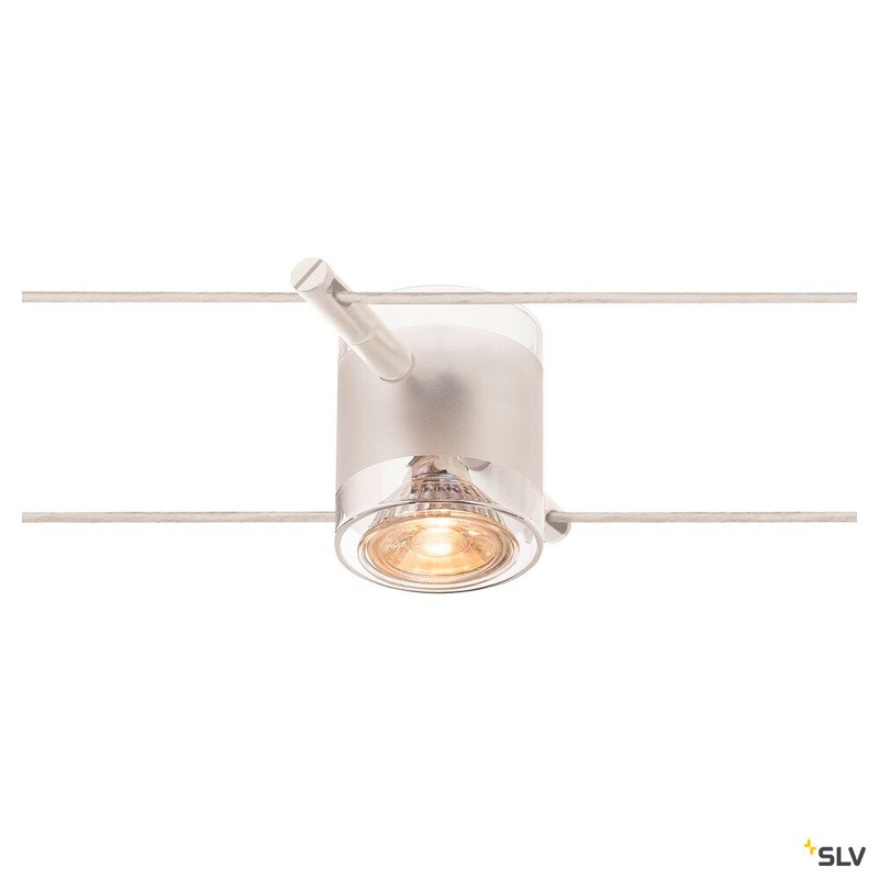 COMET, cable luminaire for TENSEO low-voltage cable system, QR-C51, white, semi-frosted glass