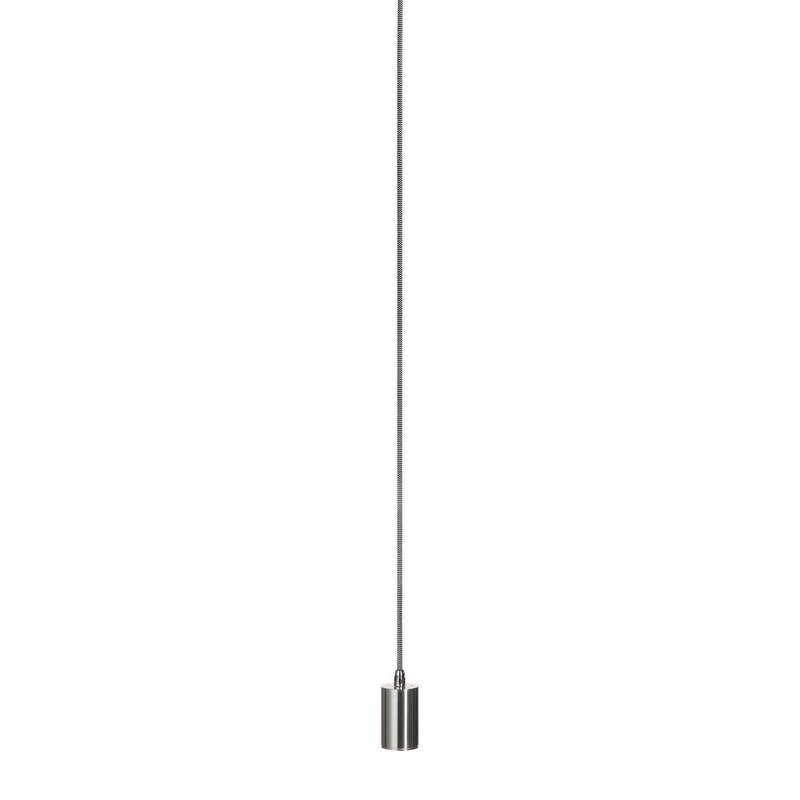 FITU pendant, A60, round, brushed aluminium, 5m cable with open cable end, max. 60W