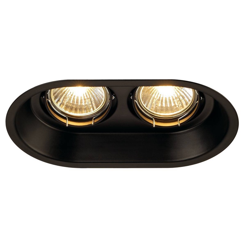 HORN 2 TURNO GU10 recessed ceiling light, oval, matt black, max. 2x50W