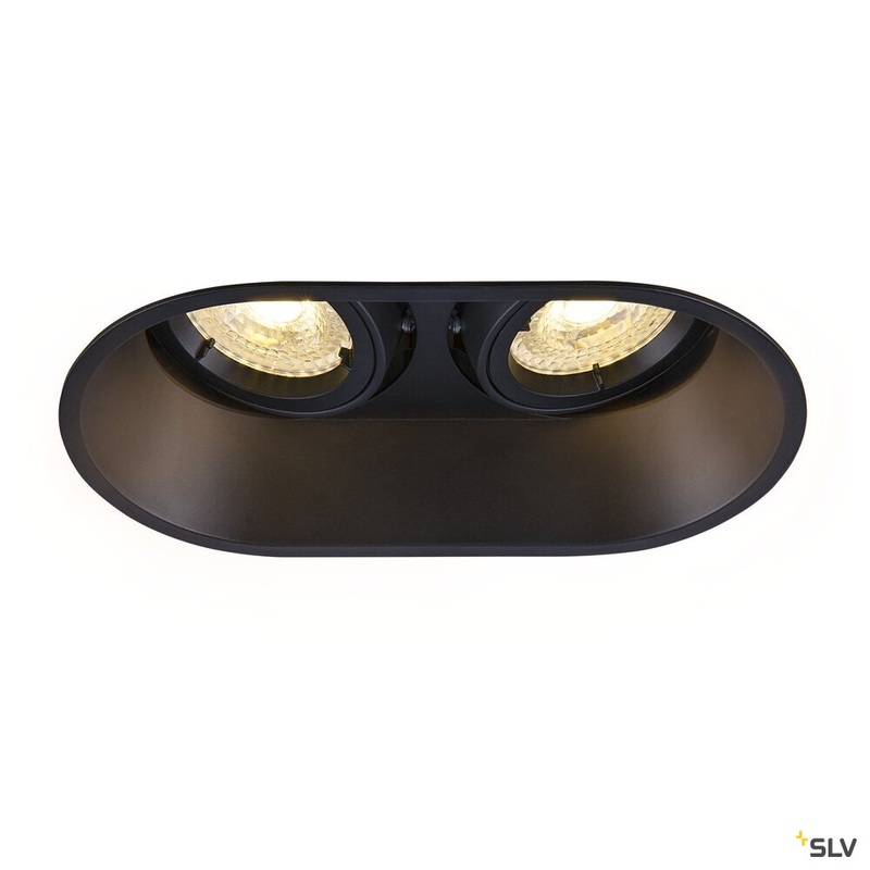 HORN double QPAR51, black recessed ceiling light, 25W