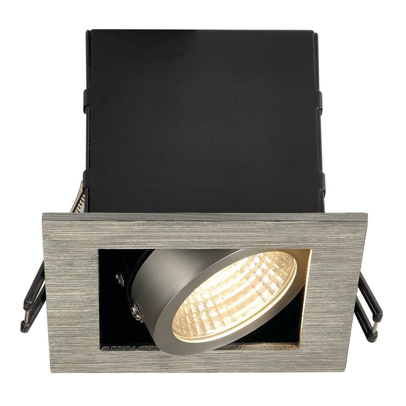KADUX LED DL SET, square, alu brushed, 9W, 38, 3000K, incl. driver