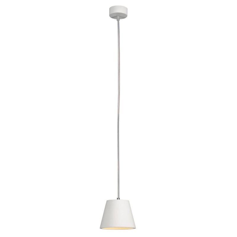PLASTRA CONE pendant, white plaster, trapezoid, GX53, max. 11W