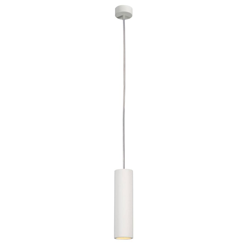 PLASTRA TUBE pendant, white plaster, round, GU10, max. 7W