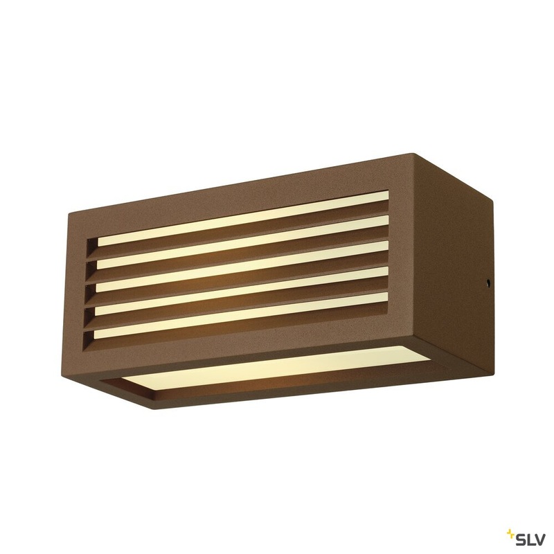 BOX-L, outdoor wall light, TC-(D,H,T,Q)SE, IP44, square, rust, max. 18W