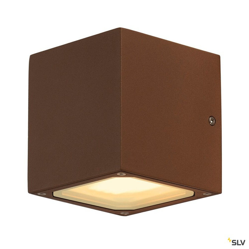 SITRA CUBE, outdoor wall light, TCR-TSE, IP44, rust, max. 18W