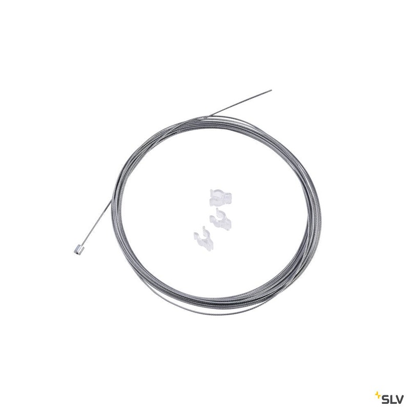 STEEL CABLE SUSPENSION, 1.5mm x 5000mm, with one nippled end, incl. 3 cable clips