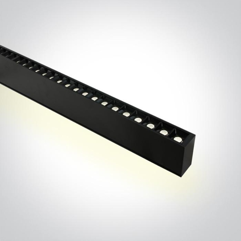 BLACK 48pcs SPOTS 40W 34d UGR17 + UPLIGHT LED 20W 120d CW 1300mm LINEAR 230V DARK LIGHT