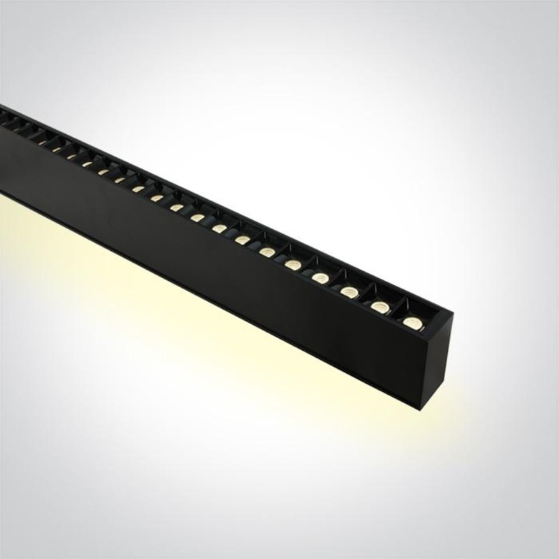 BLACK 48pcs SPOTS 40W 34d UGR17 + UPLIGHT LED 20W 120d WW 1300mm LINEAR 230V DARK LIGHT