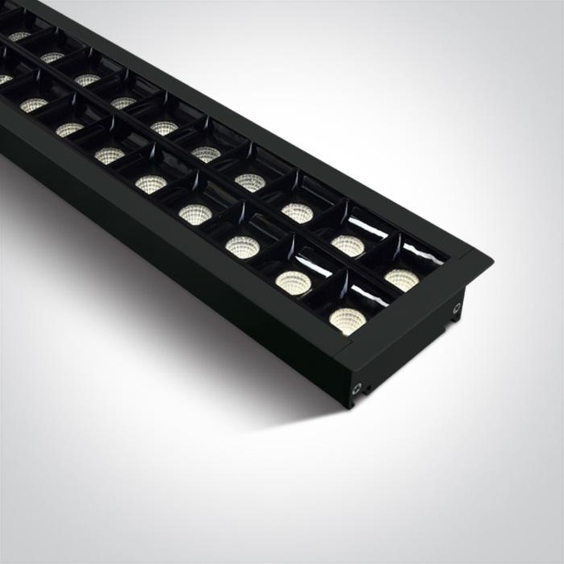 BLACK RECESSED 96pcs SPOTS UGR17 LED 40W CW 1300mm 34d LINEAR 230V DARK LIGHT