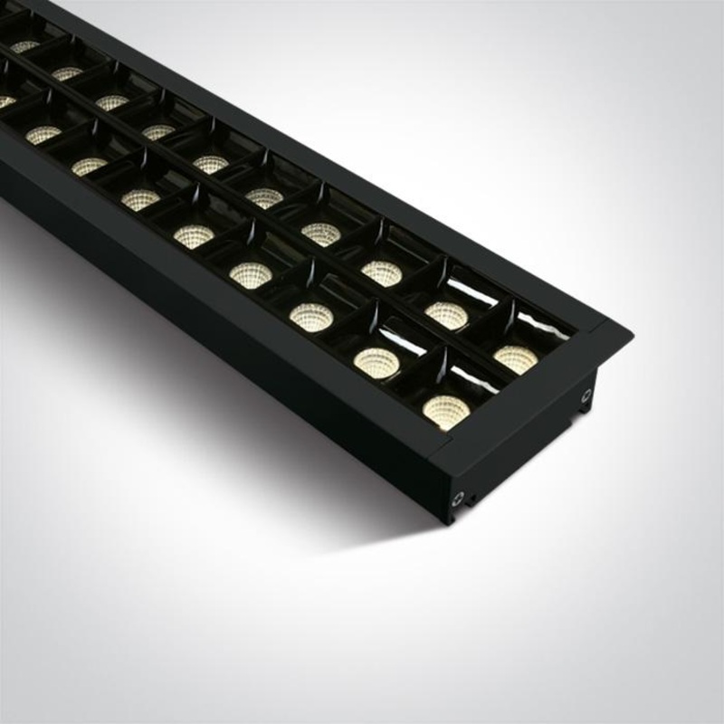 BLACK RECESSED 96pcs SPOTS UGR17 LED 40W WW 1300mm 34d LINEAR 230V DARK LIGHT
