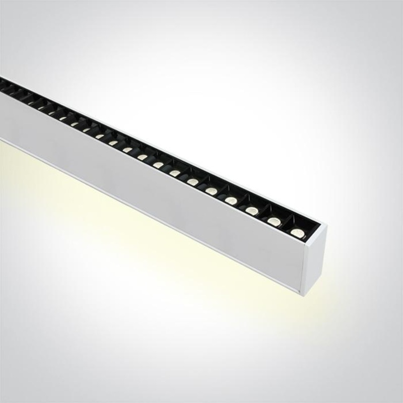 WHITE 48pcs SPOTS 40W 34d UGR17 + UPLIGHT LED 20W 120d CW 1300mm LINEAR 230V DARK LIGHT