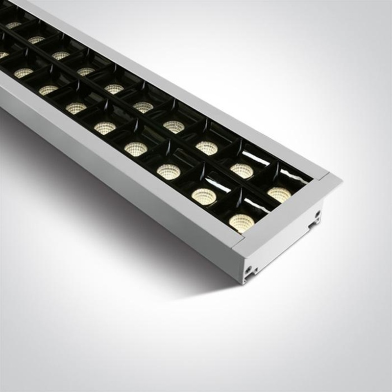 WHITE RECESSED 96pcs SPOTS UGR17 LED 40W WW 1300mm 34d LINEAR 230V DARK LIGHT