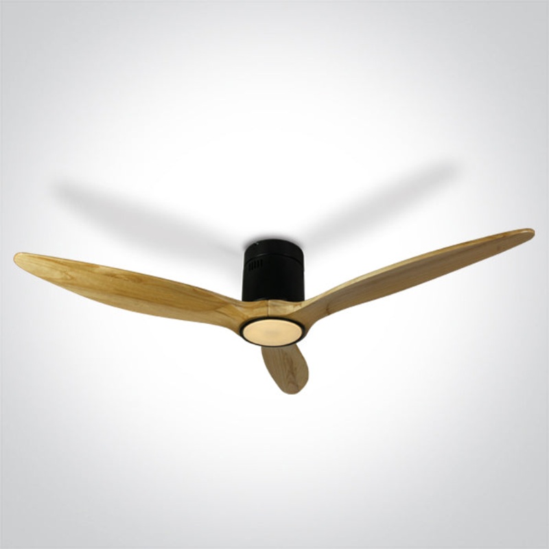 LIGHT WOOD BLACK CEILING FAN 25W LED 22W CCTV IP20 230v