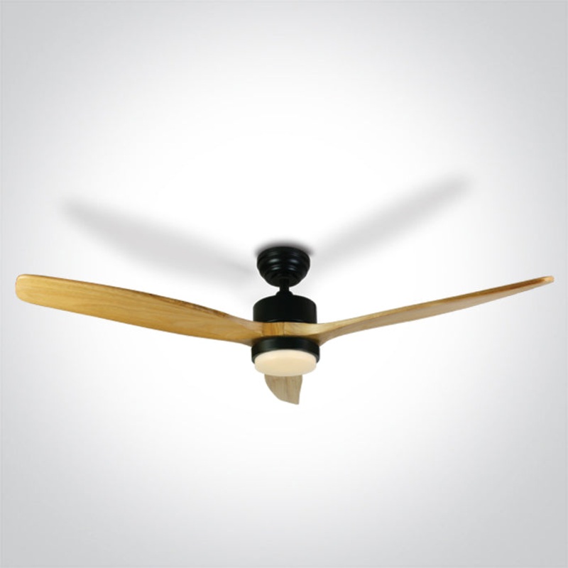 LIGHT WOOD BLACK ROD FAN 35W LED 22W CCTV IP20 230V