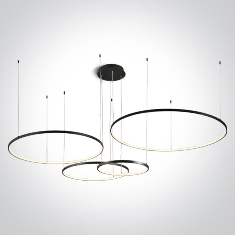 BLACK 4x RINGS 40cm/60cm/80cm/100cm 100W WW IP20 230V DIMMABLE