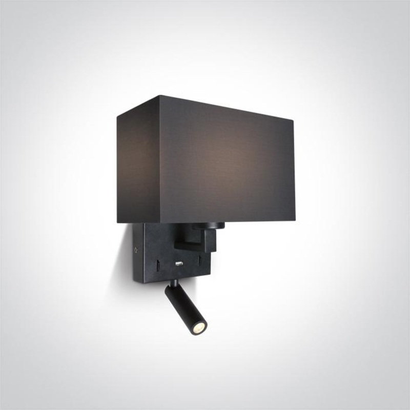 BLACK WALL LIGHT LED 3W WW + 12W E27 230v IP20 USB port