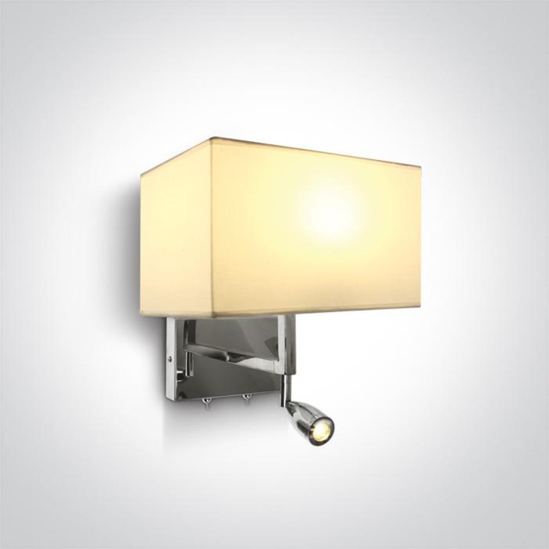 CHROME WALL LIGHT LED 3W WW + 12W E27 WHITE SHADE 230v
