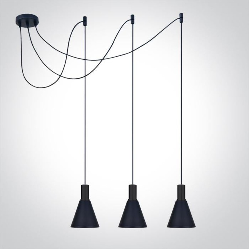 BLACK WITH BLACK SHADE 10W 3xE27