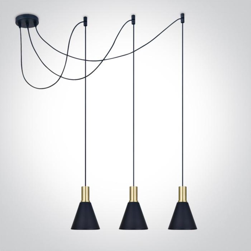 BRUSHED BRASS BLACK SHADE 10W 3xE27